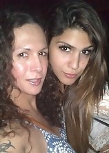 Nikki posing with super hot tgirls